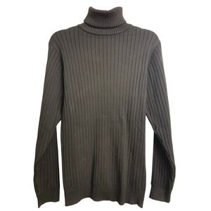 Coofandy Ribbed Knit Turtleneck Sweater Black Long Sleeve Pullover Small